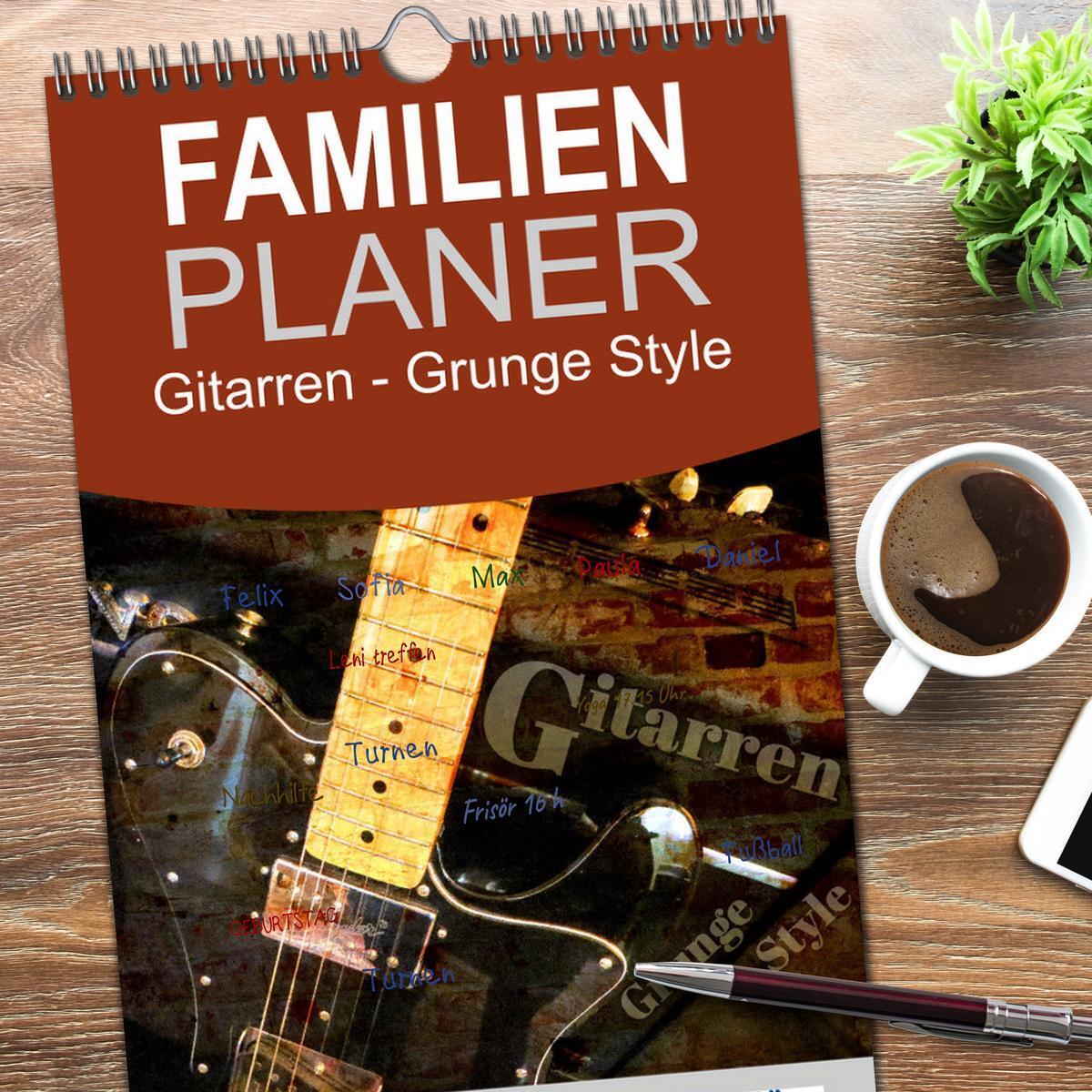 Bild: 9783457116975 | Familienplaner 2025 - Gitarren - Grunge Style mit 5 Spalten...