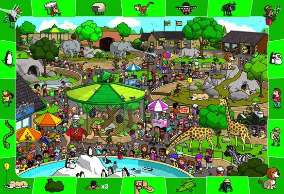 Cover: 628136005425 | A Day in the Zoo-Spot &amp; Find 100-Piece Puzzle | Stück | Englisch