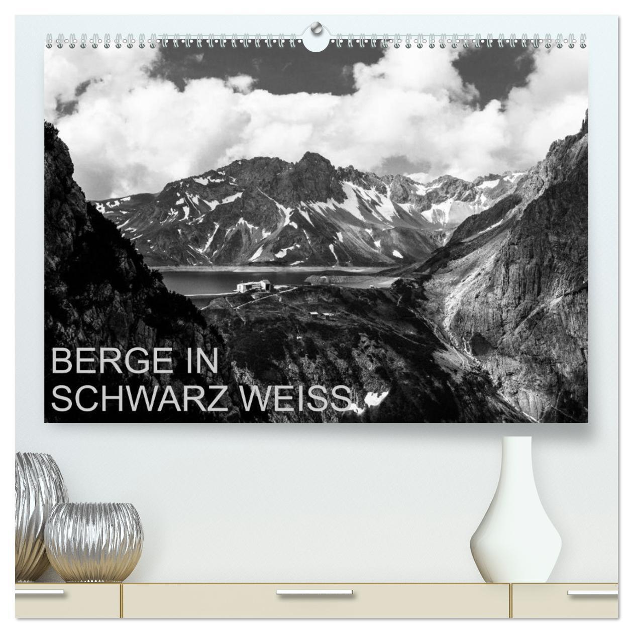 Cover: 9783383444821 | BERGE IN SCHWARZ WEISS (hochwertiger Premium Wandkalender 2024 DIN...