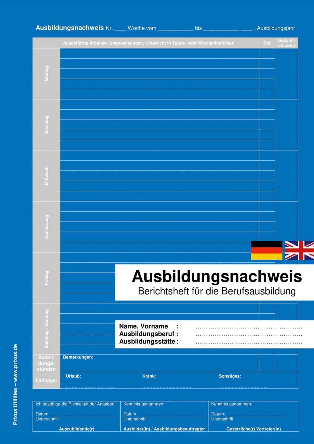 Cover: 9783734711176 | Ausbildungsnachweis | Berichtsheft für die Berufsausbildung | Buch