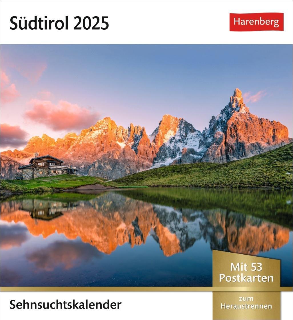 Cover: 9783840034176 | Südtirol Sehnsuchtskalender 2025 - Wochenkalender mit 53 Postkarten