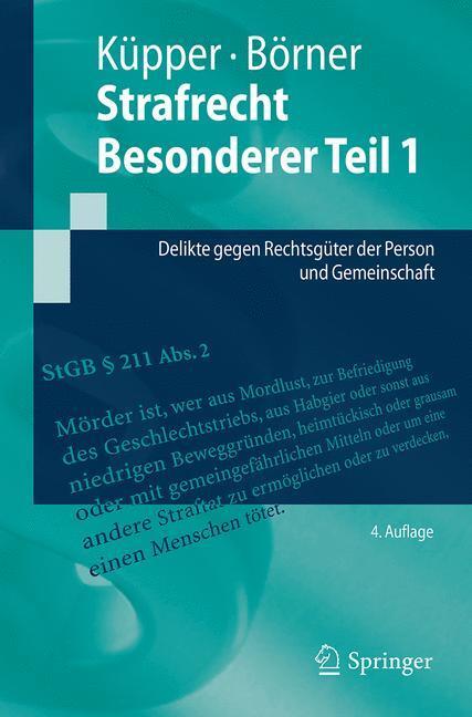 Cover: 9783662539880 | Strafrecht Besonderer Teil 1 | René Börner (u. a.) | Taschenbuch
