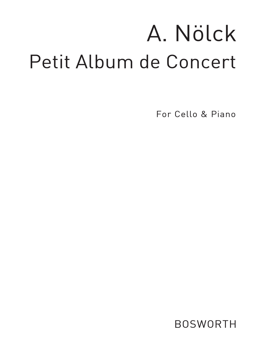 Cover: 5020679226827 | Petit album de concert pour violoncelle et piano Verlagskopie | Nölck