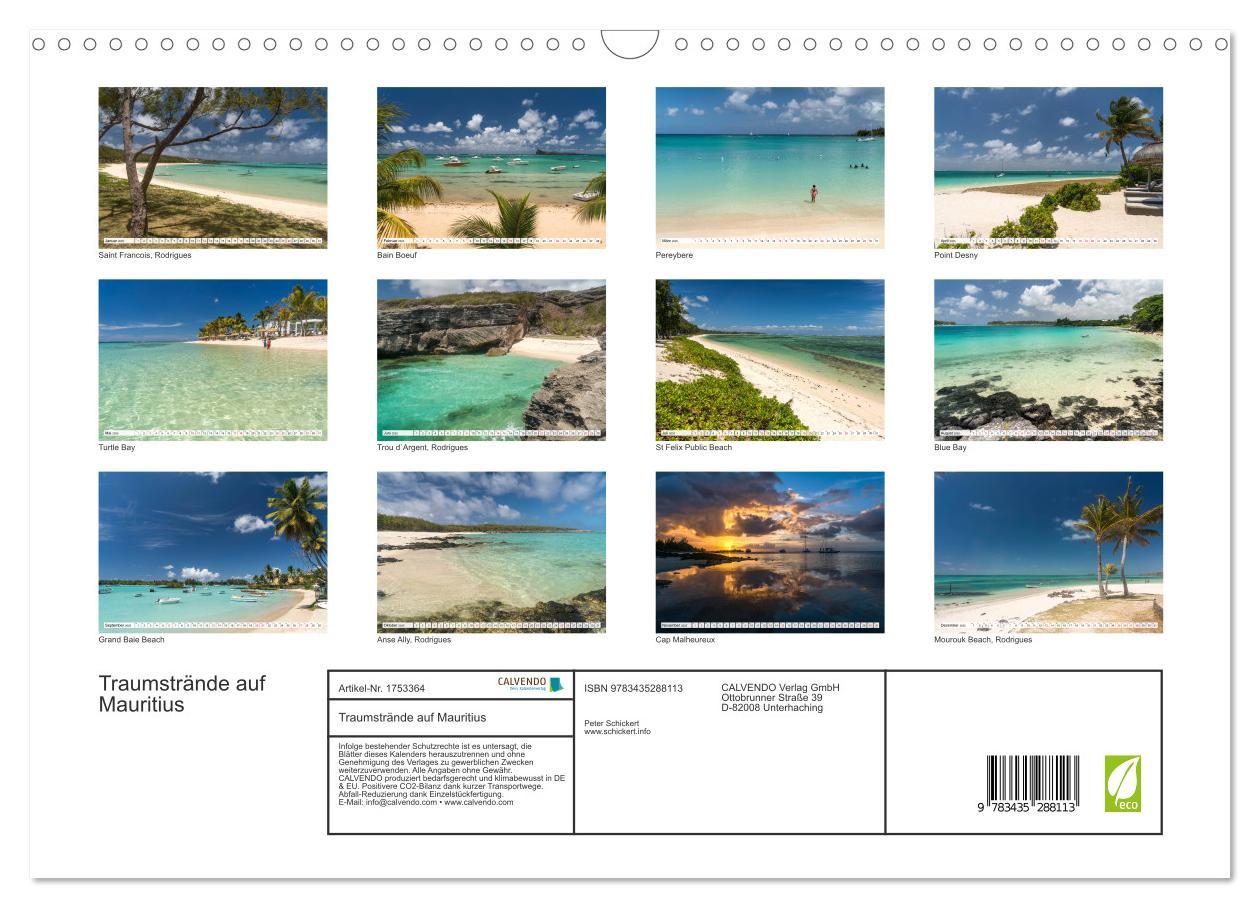 Bild: 9783435288113 | Traumstrände auf Mauritius (Wandkalender 2025 DIN A3 quer),...