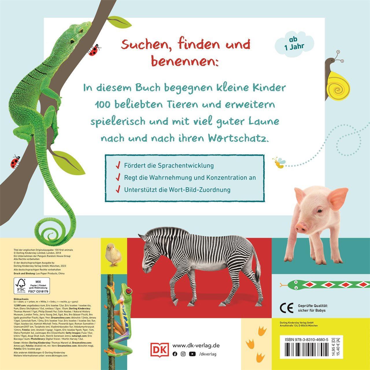 Rückseite: 9783831046805 | 100 erste Tiere | DK Verlag - Kids | Buch | 16 S. | Deutsch | 2023