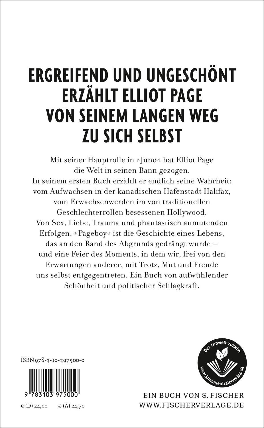 Rückseite: 9783103975000 | Pageboy | Meine Geschichte | Elliot Page | Buch | 336 S. | Deutsch