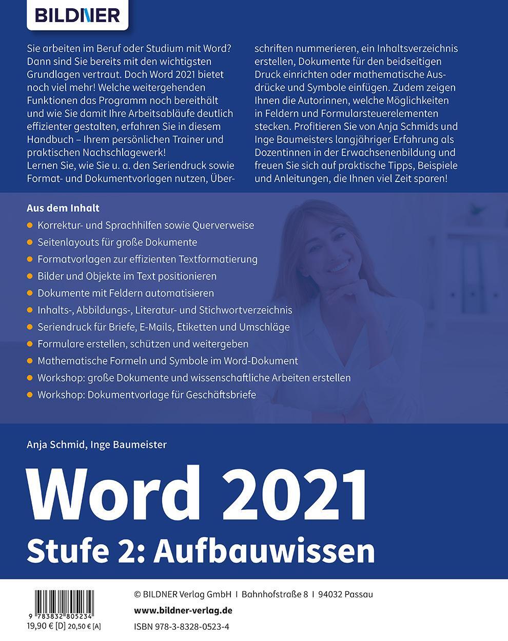 Rückseite: 9783832805234 | Word 2021 - Stufe 2: Aufbauwissen | Inge Baumeister | Taschenbuch