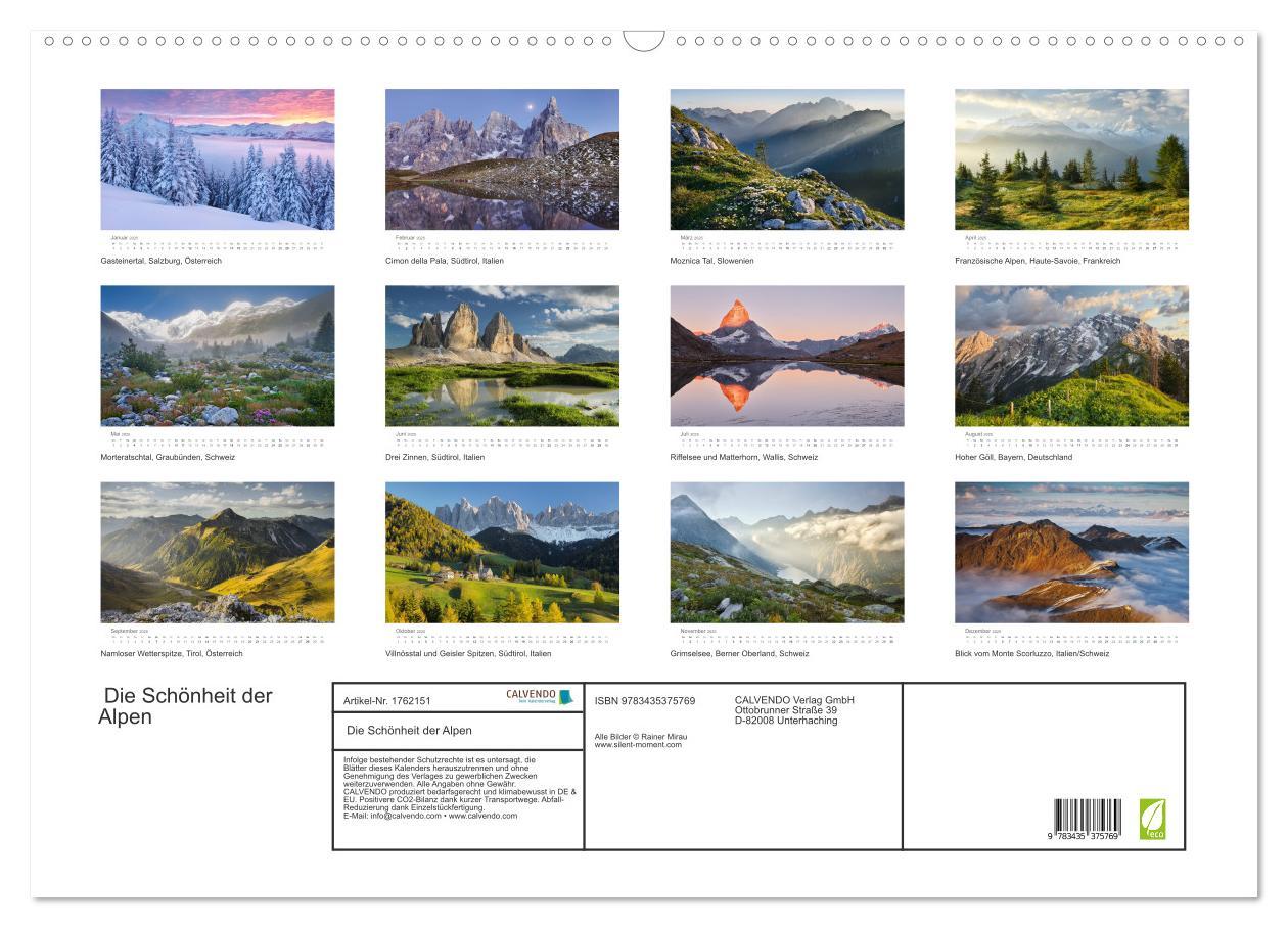 Bild: 9783435375769 | Die Schönheit der Alpen (Wandkalender 2025 DIN A2 quer), CALVENDO...