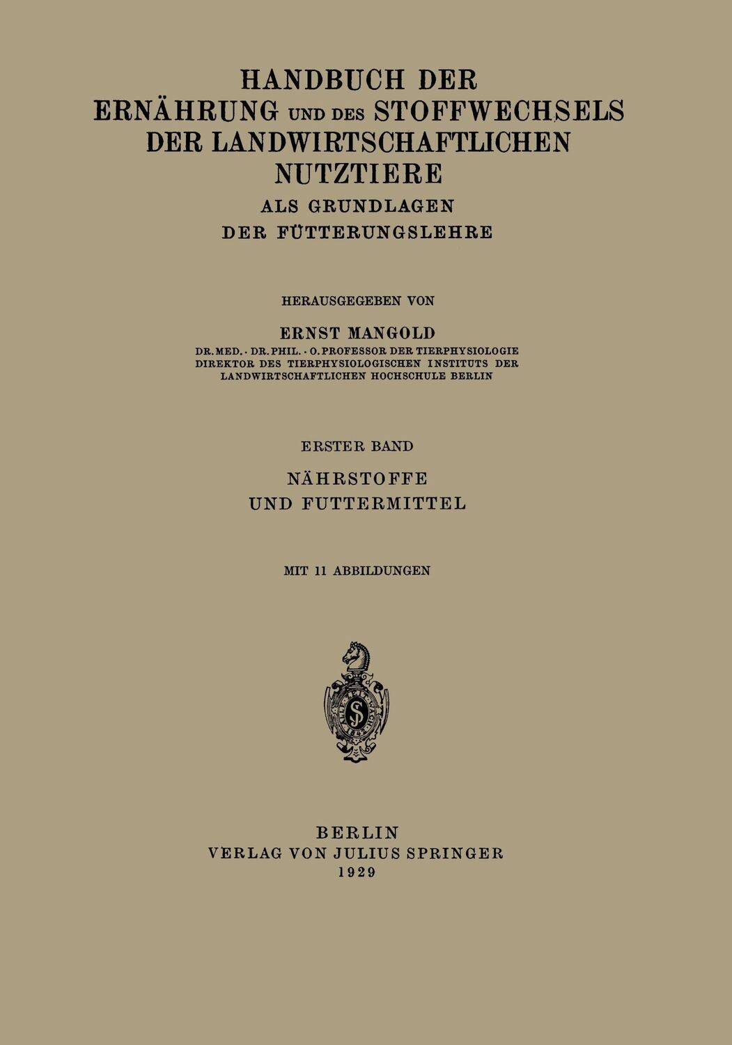 Cover: 9783540010845 | Handbuch der Ernährung und des Stoffwechsels der...