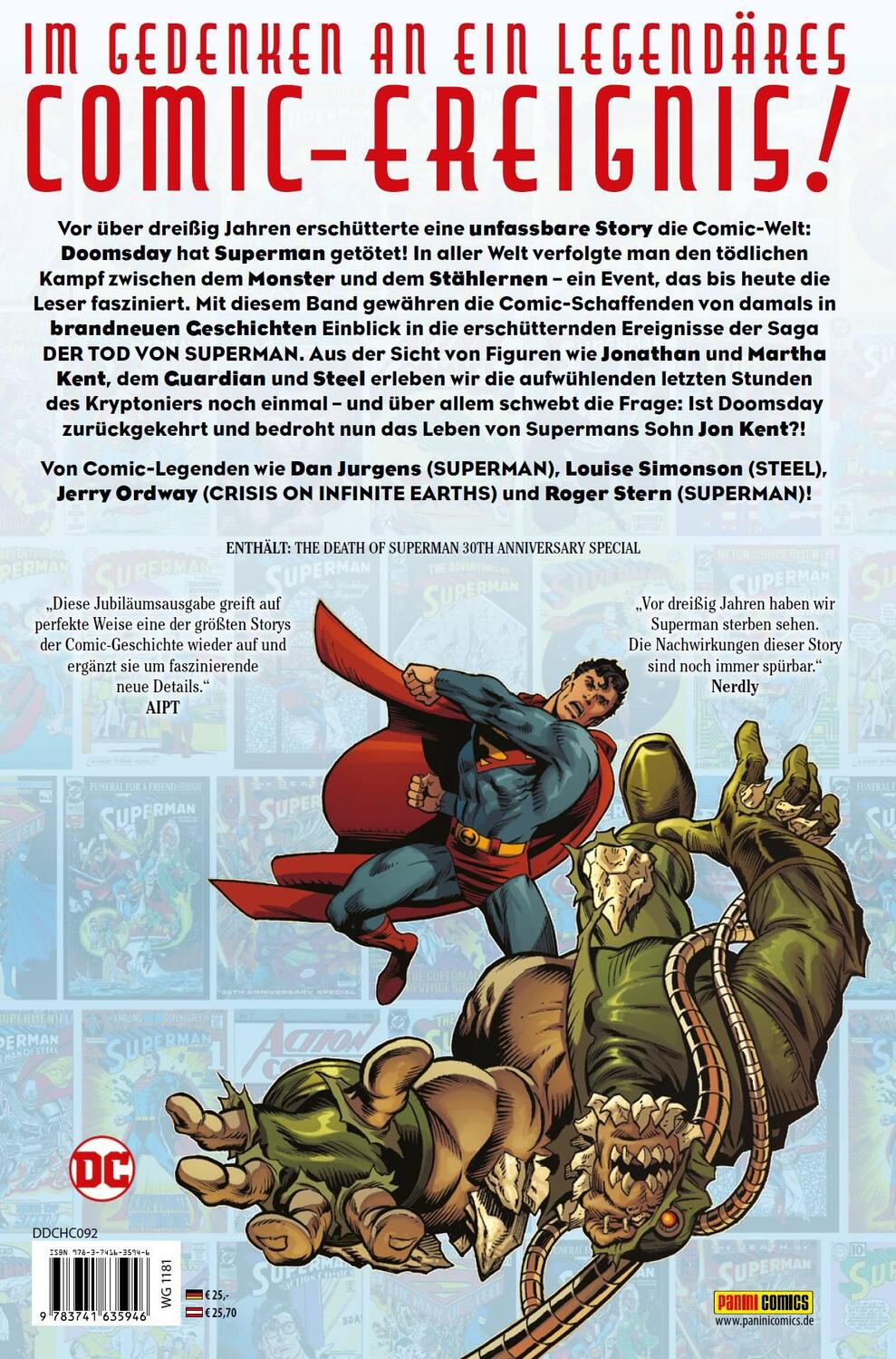 Rückseite: 9783741635946 | DC Celebration: Der Tod von Superman - Special | Jerry Ordway (u. a.)