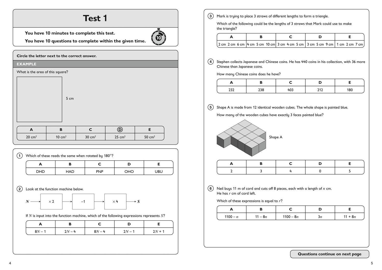 Bild: 9781844199150 | 11+ Maths Quick Practice Tests Age 10-11 (Year 6) Book 1 | Letts 11