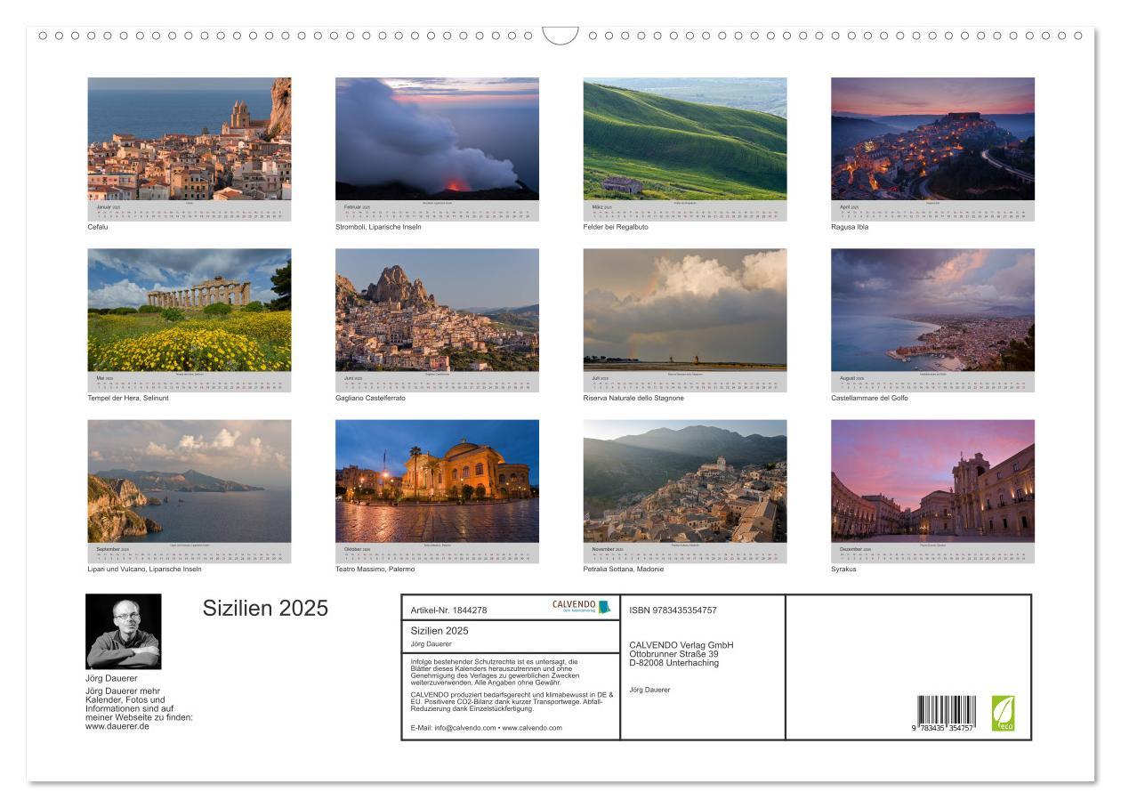 Bild: 9783435354757 | Sizilien 2025 (Wandkalender 2025 DIN A2 quer), CALVENDO Monatskalender