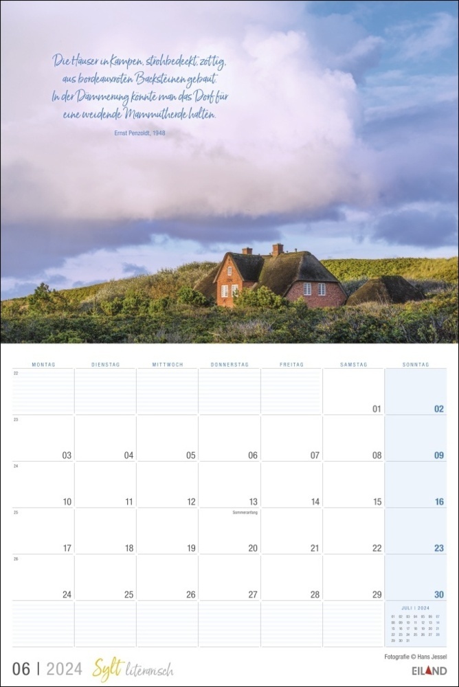 Bild: 9783964023155 | Sylt literarisch Mini-Broschurkalender 2024. Wandplaner-Kalender...