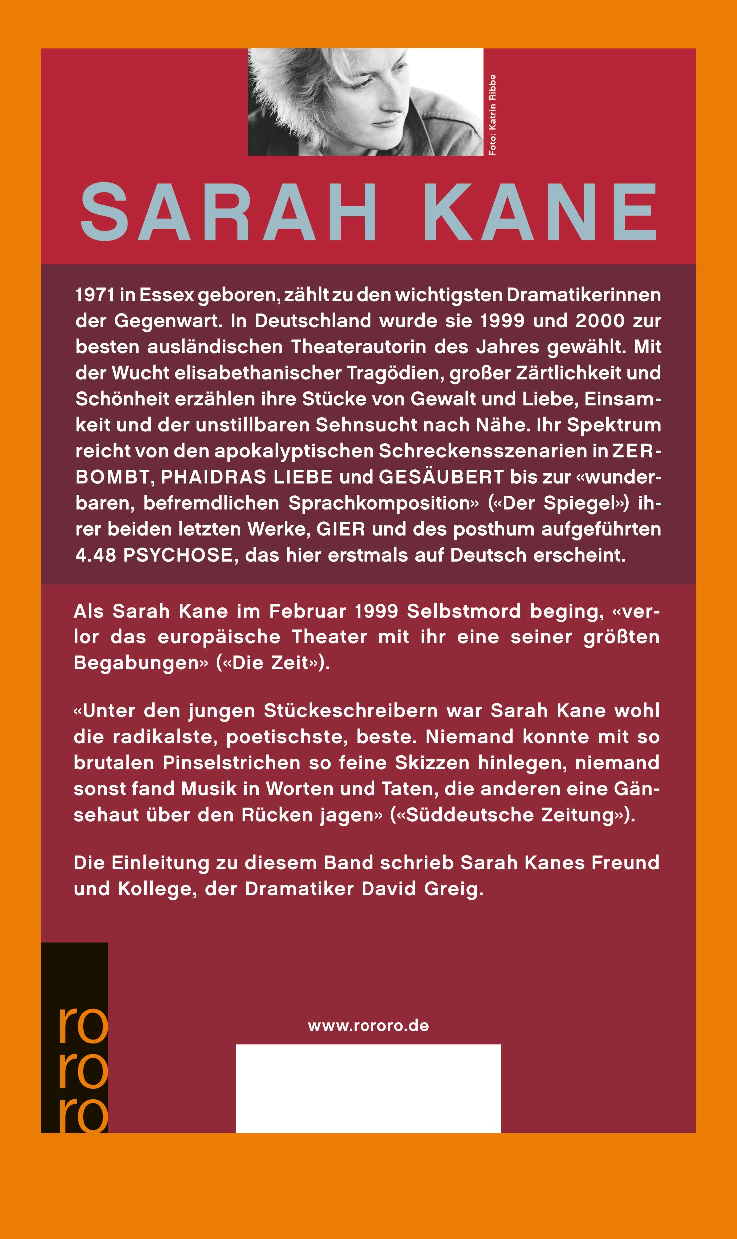 Rückseite: 9783499231384 | Sämtliche Stücke | Sarah Kane | Taschenbuch | 256 S. | Deutsch | 2002