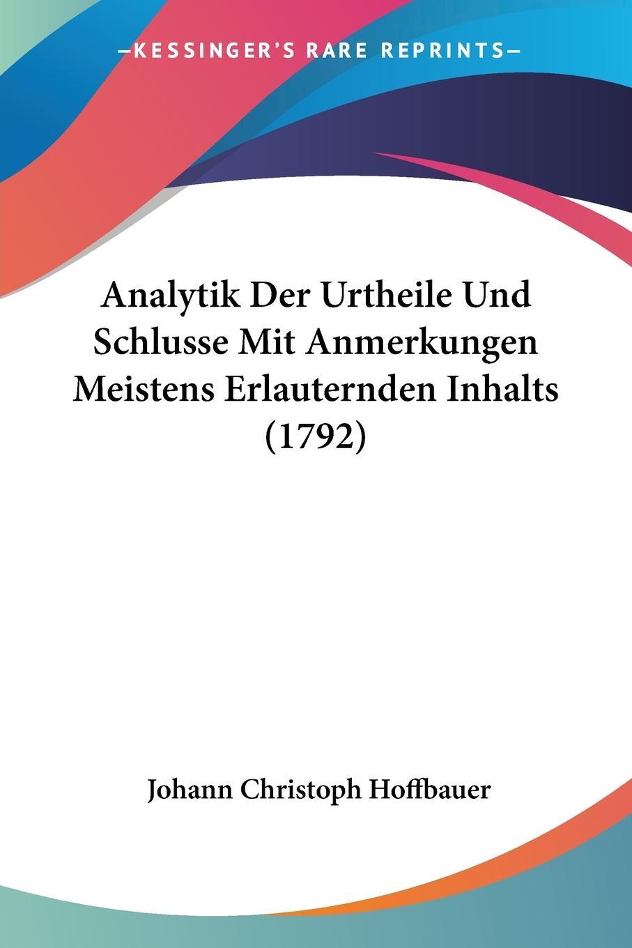 Cover: 9781104614157 | Analytik Der Urtheile Und Schlusse Mit Anmerkungen Meistens...