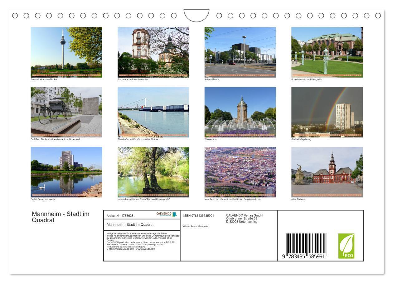 Bild: 9783435585991 | Mannheim - Stadt im Quadrat (Wandkalender 2025 DIN A4 quer),...