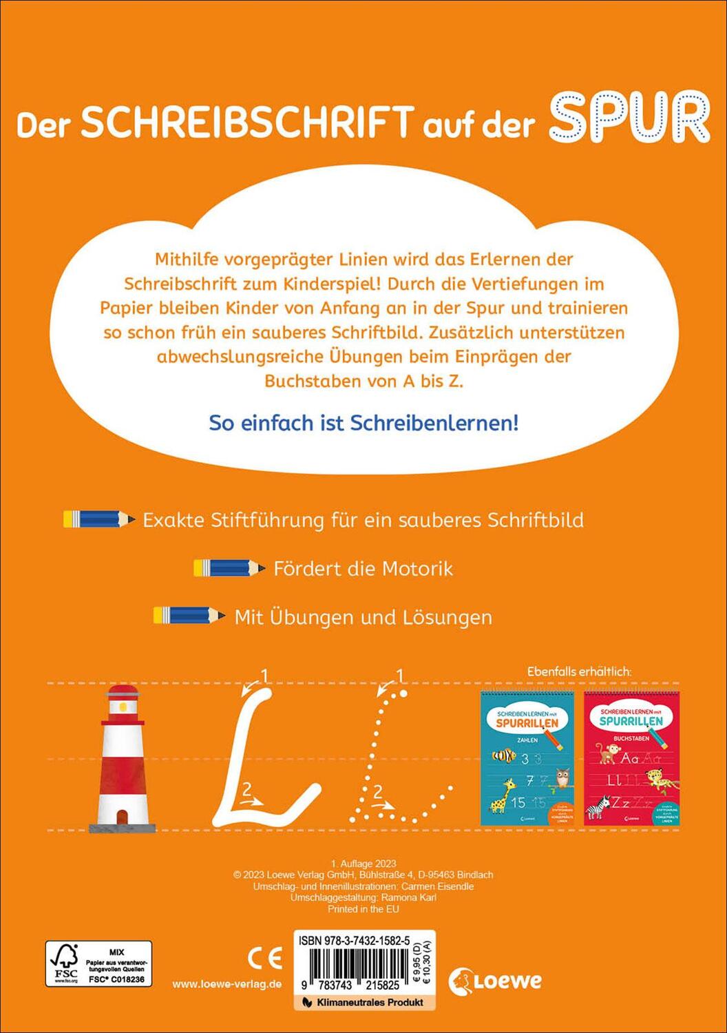 Rückseite: 9783743215825 | Schreiben lernen mit Spurrillen - Schreibschrift | Rätseln | Buch