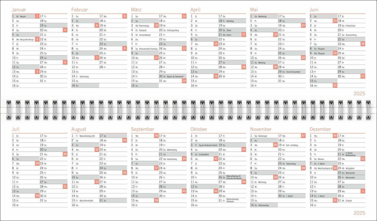 Bild: 9783756409112 | Watercolor Wochenquerplaner 2025 | Kalender | Spiralbindung | 112 S.