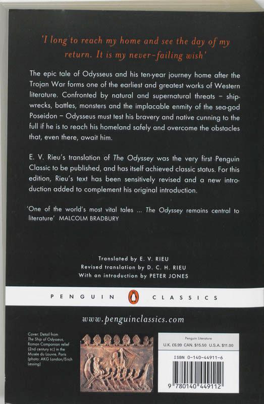Rückseite: 9780140449112 | The Odyssey | Homer | Taschenbuch | Penguin Classics | Englisch | 2003