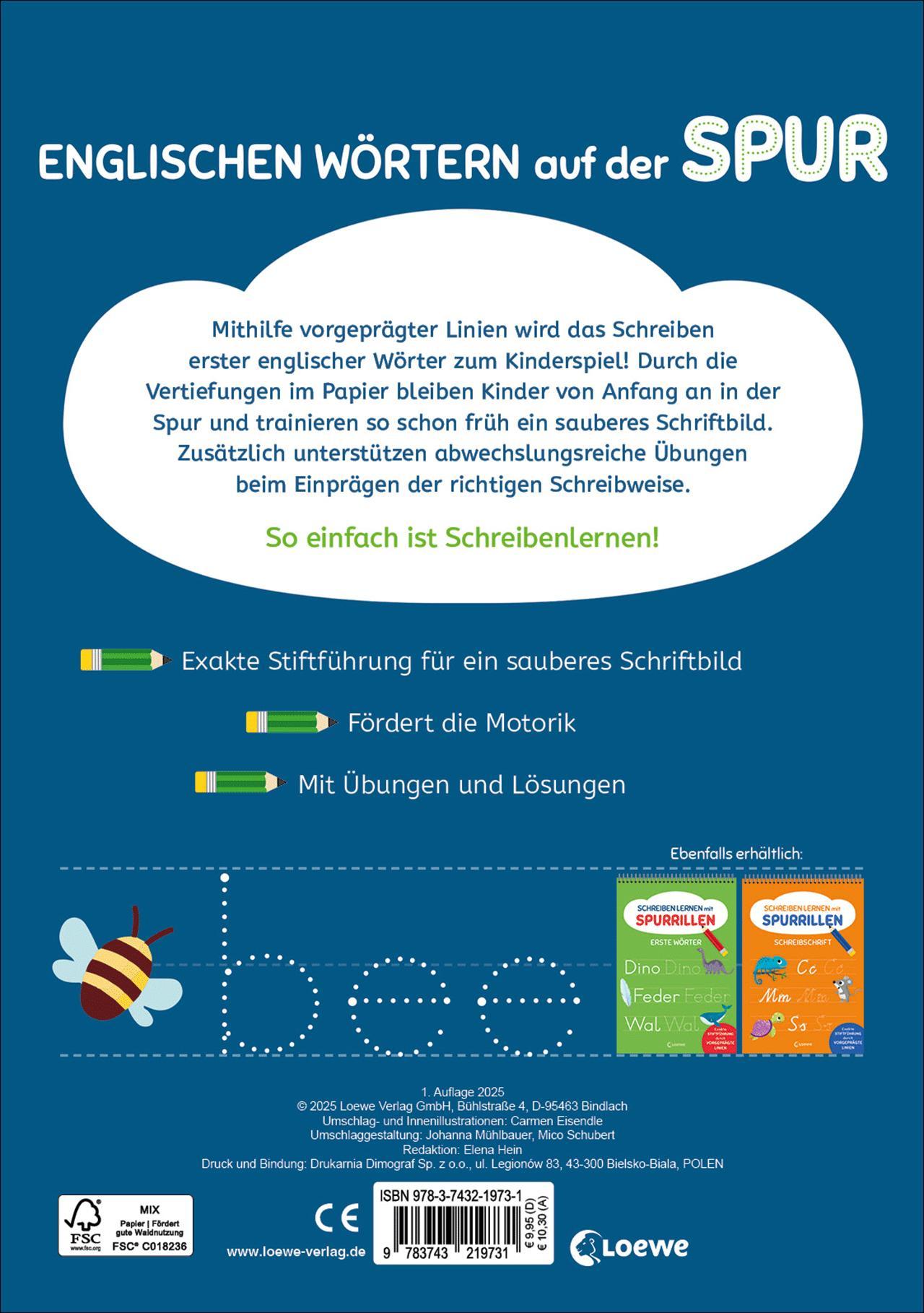 Rückseite: 9783743219731 | Schreiben lernen mit Spurrillen - Englische Wörter | Carmen Eisendle