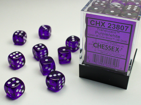 Cover: 601982020590 | Translucent 12mm d6 Purple/white Dice Block™ (36 dice) | deutsch