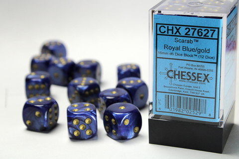 Cover: 601982025298 | Scarab® 16mm d6 Royal Blue/gold Dice Block™ | deutsch | Chessex