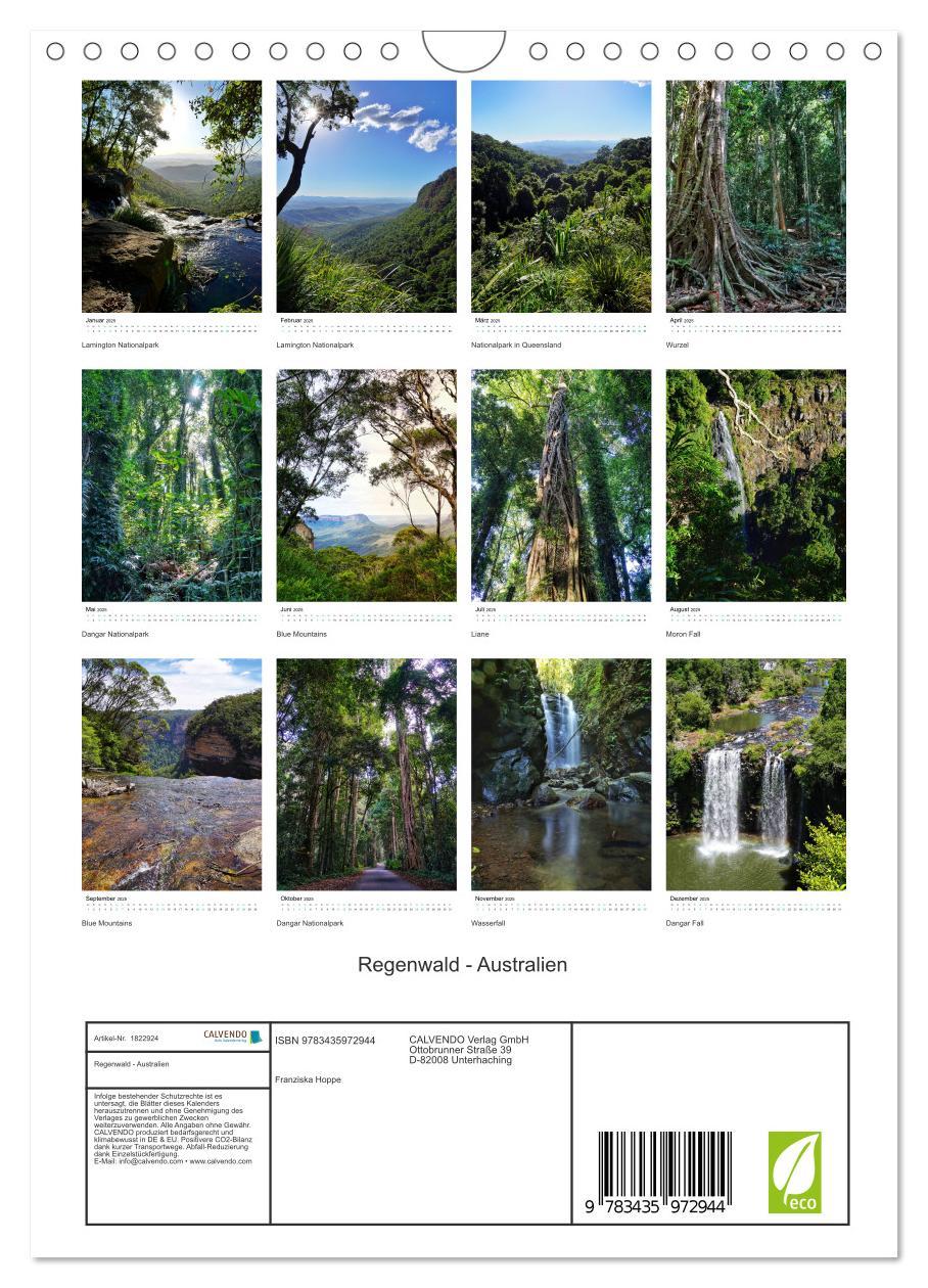 Bild: 9783435972944 | Regenwald - Australien (Wandkalender 2025 DIN A4 hoch), CALVENDO...