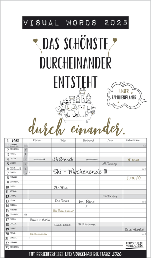 Cover: 9783731877103 | Visual Words Familienplaner 2025 | Korsch Verlag | Kalender | 14 S.