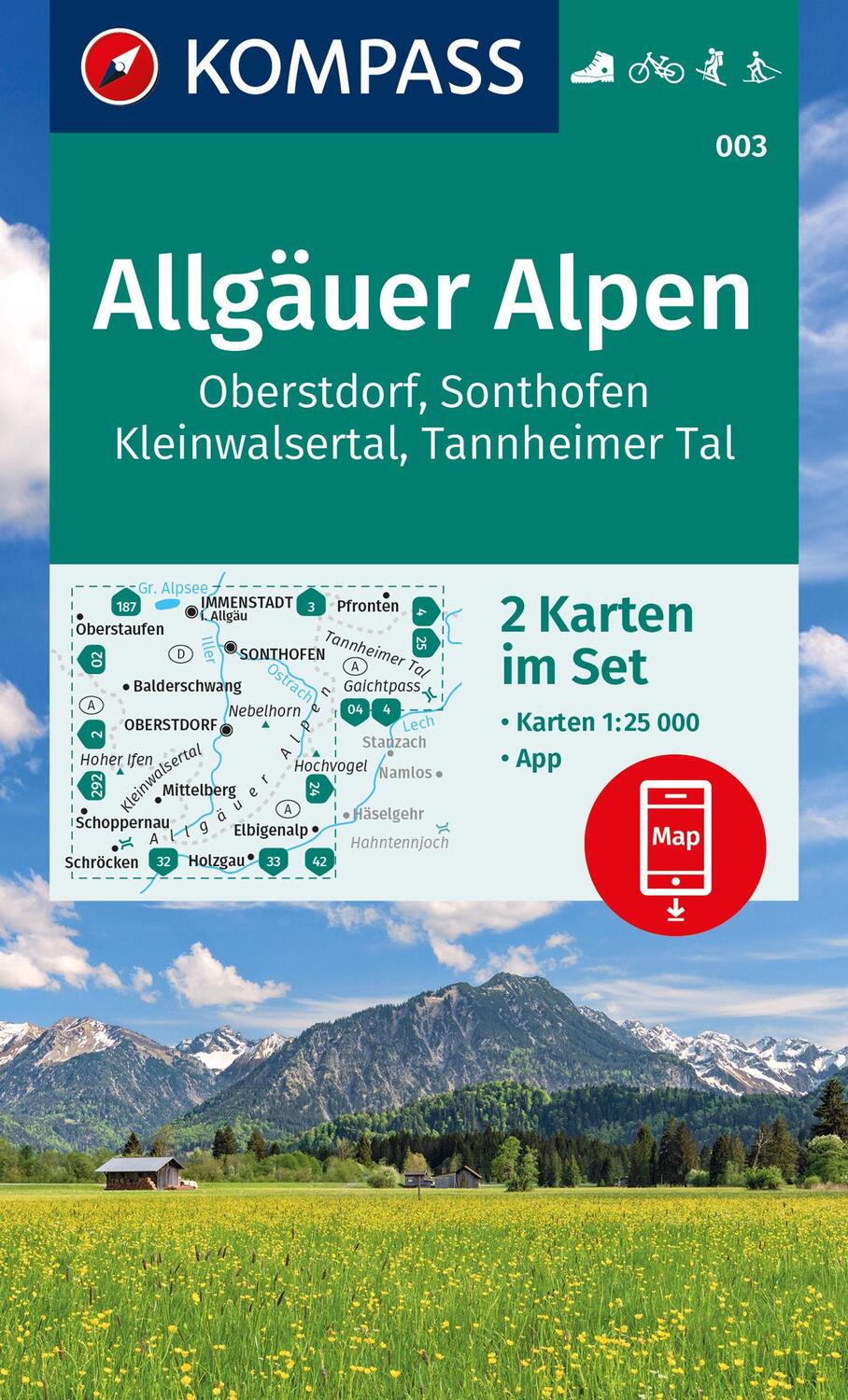 Cover: 9783991541608 | KOMPASS Wanderkarten-Set 003 Allgäuer Alpen, Oberstdorf, Sonthofen,...