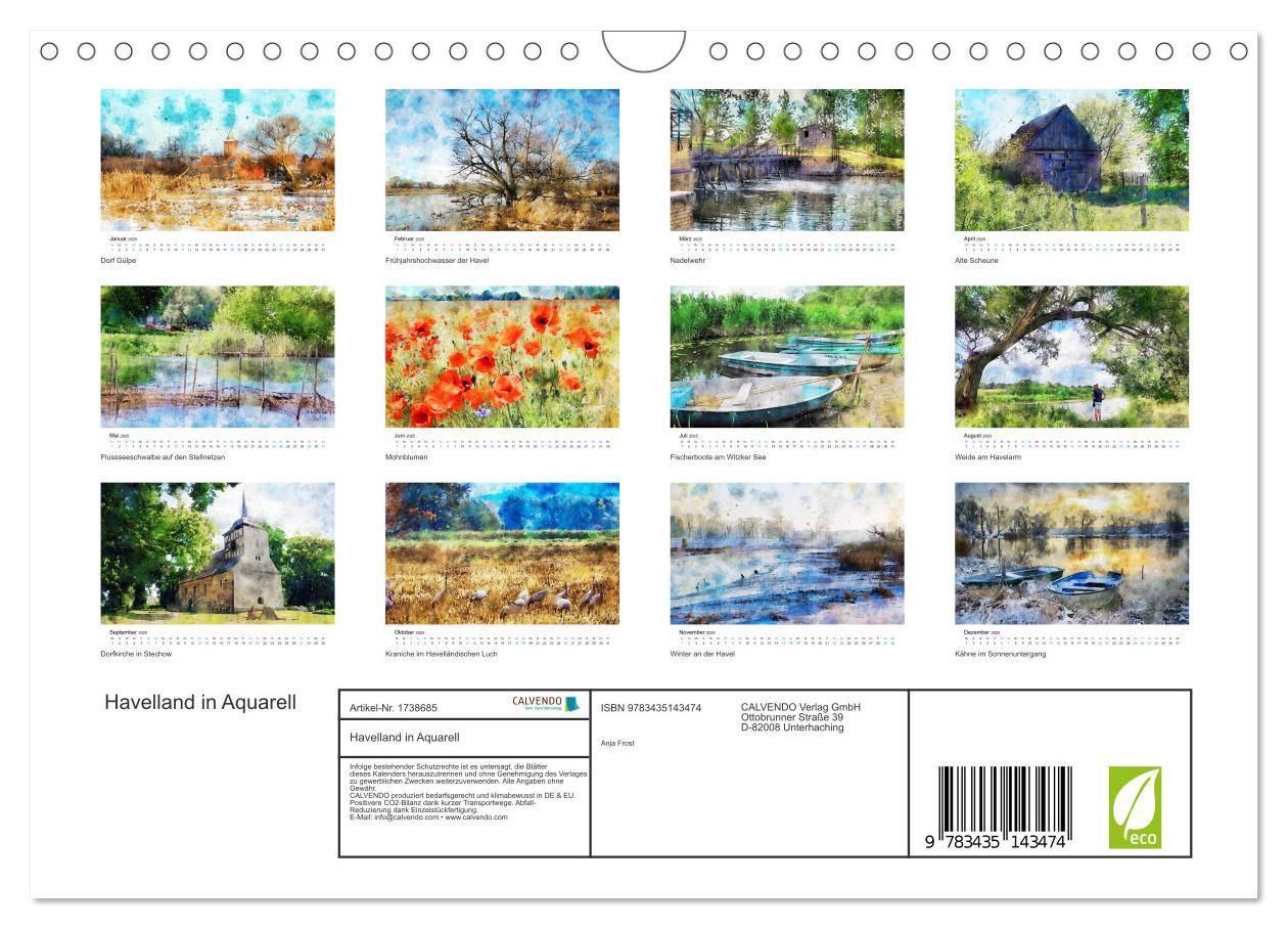 Bild: 9783435143474 | Havelland in Aquarell (Wandkalender 2025 DIN A4 quer), CALVENDO...