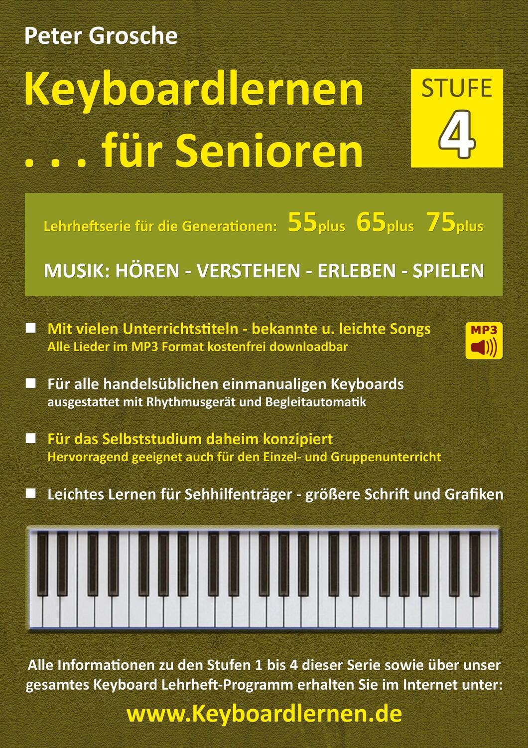 Cover: 9783848264193 | Keyboardlernen für Senioren (Stufe 4) | Peter Grosche | Taschenbuch