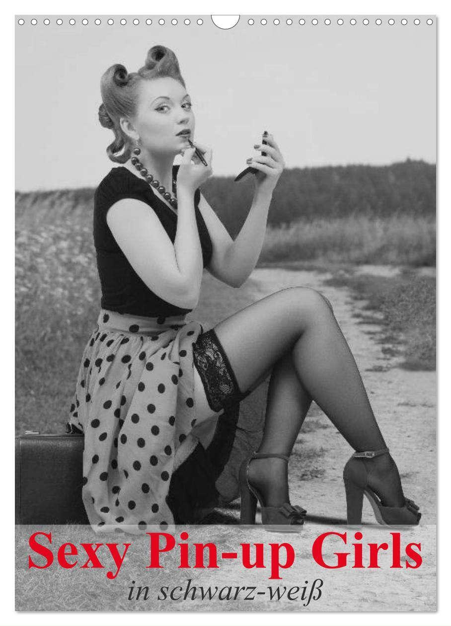 Cover: 9783457051375 | Sexy Pin-up Girls in schwarz-weiß (Wandkalender 2025 DIN A3 hoch),...