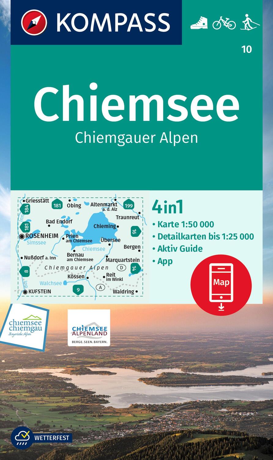 Cover: 9783991216391 | KOMPASS Wanderkarte 10 Chiemsee, Chiemgauer Alpen 1:50.000 | 1 S.
