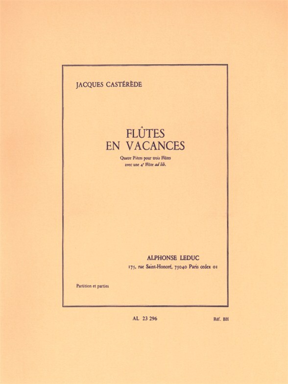 Cover: 9790046232961 | Flûtes en vacances pour 4 flutes partition et parties | Castérède