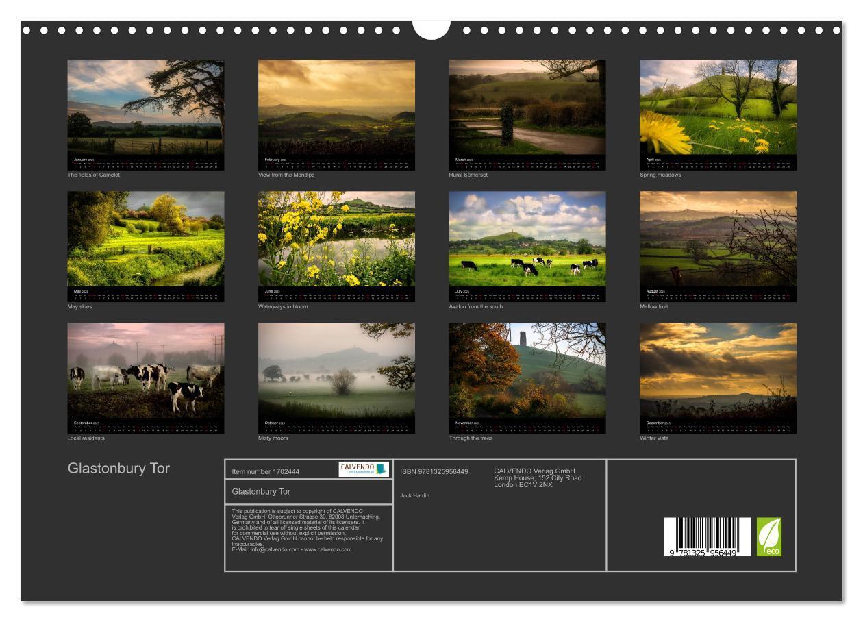 Bild: 9781325956449 | Glastonbury Tor (Wall Calendar 2025 DIN A3 landscape), CALVENDO 12...