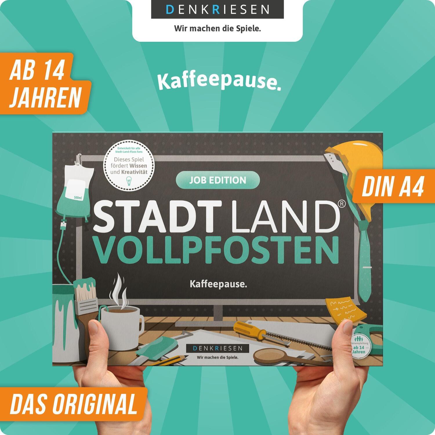 Bild: 4260528090419 | STADT LAND VOLLPFOSTEN® - JOB EDITION "Kaffeepause." | Spiel | Deutsch