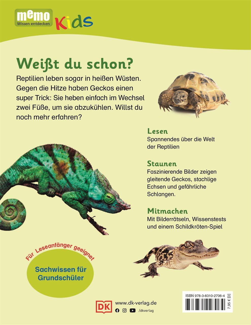 Rückseite: 9783831027064 | memo Kids. Reptilien | Schlangen, Krokodile und Echsen | Buch | 56 S.