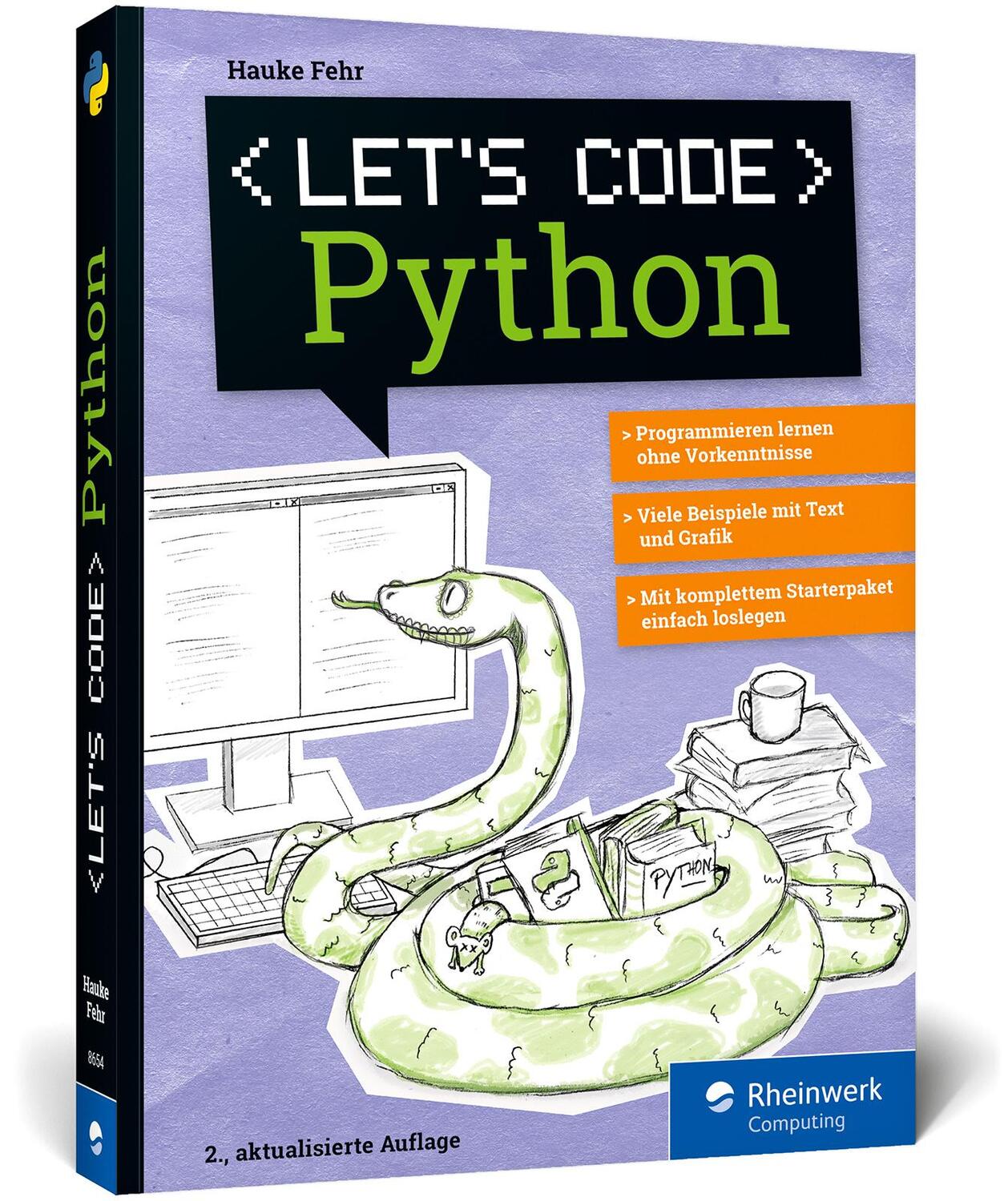 Cover: 9783836286541 | Let's code Python | Hauke Fehr | Taschenbuch | Rheinwerk Computing