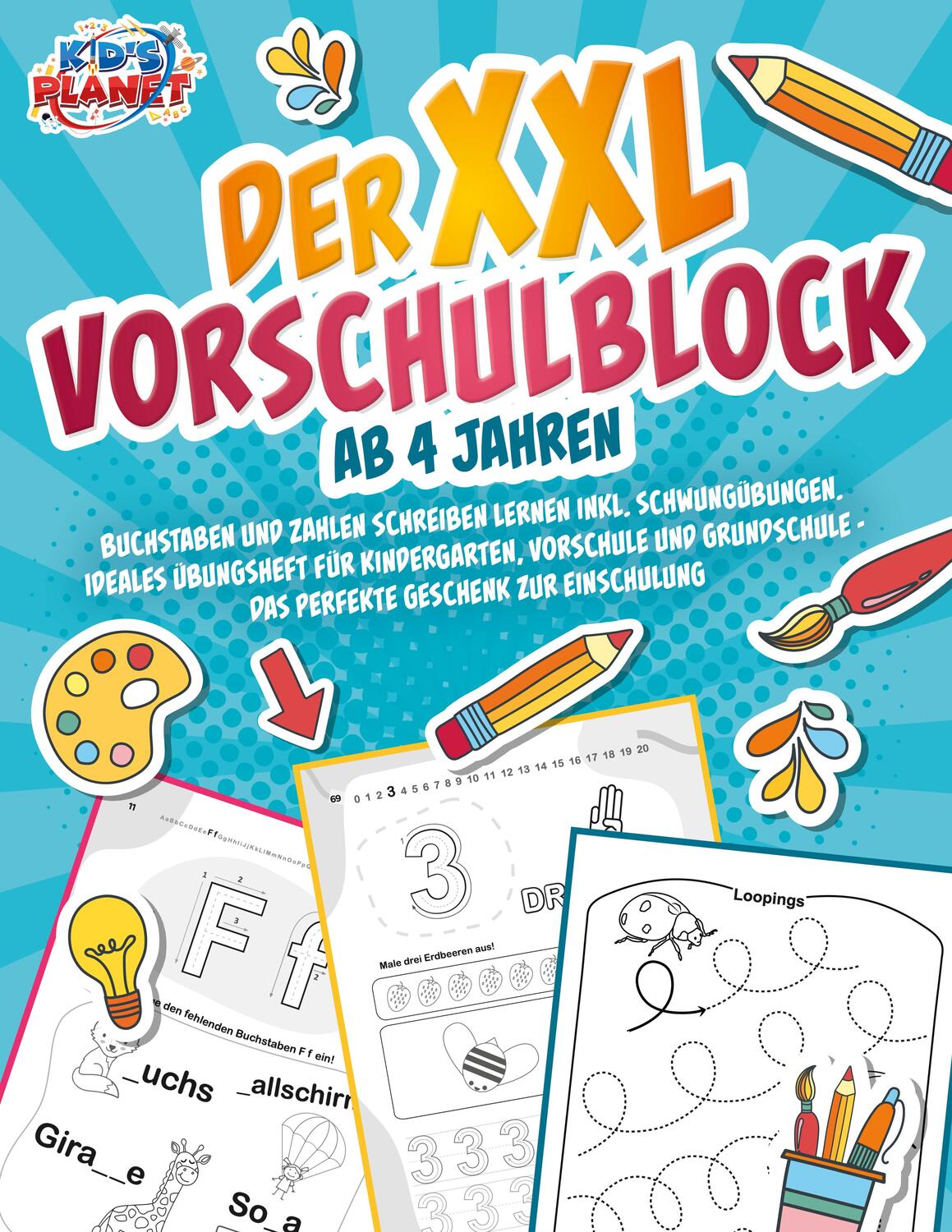 Cover: 9783989351066 | Der XXL-Vorschulblock ab 4 Jahren: Buchstaben und Zahlen schreiben...
