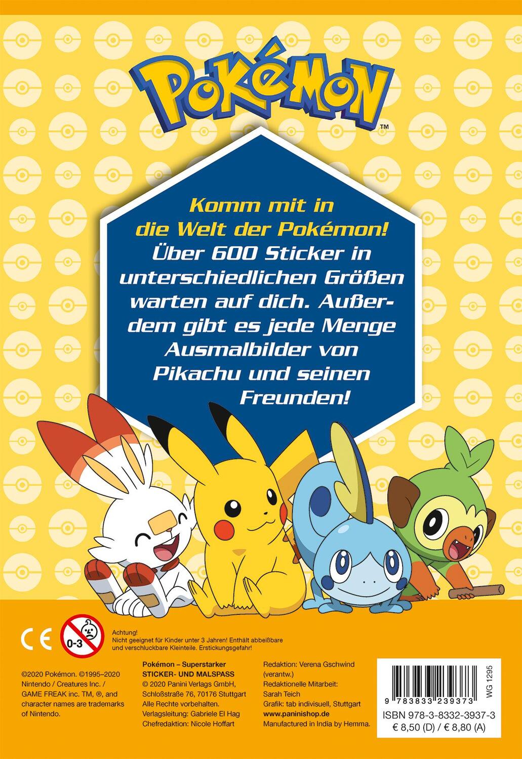 Rückseite: 9783833239373 | Pokémon: Superstarker Sticker- und Malspaß | über 600 Sticker | Panini