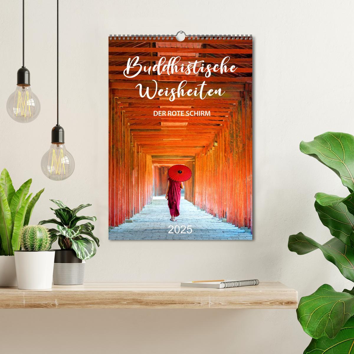 Bild: 9783435927395 | Buddhistische Weisheiten - DER ROTE SCHIRM (Wandkalender 2025 DIN...