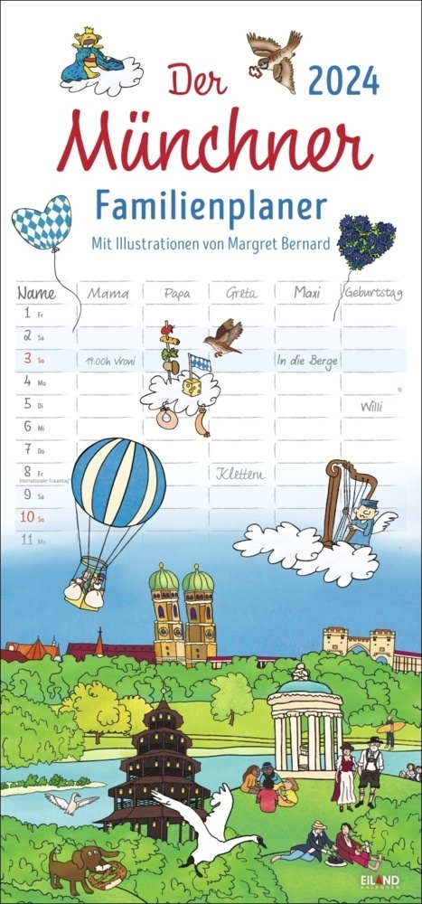 Cover: 9783964023193 | Der Münchner Familienplaner 2024. Familienkalender mit 5 Spalten....