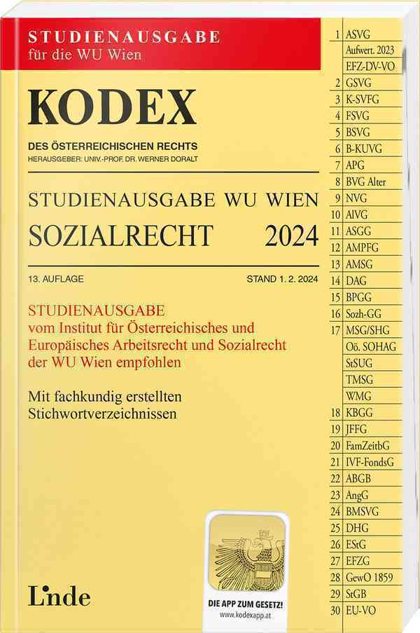 Cover: 9783707349535 | KODEX Studienausgabe Sozialrecht WU 2024 | Elisabeth Brameshuber