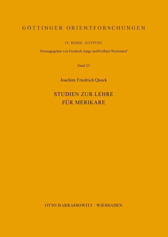 Cover: 9783447032261 | Studien zur Lehre für Merikare | Joachim Friedrich Quack | Taschenbuch