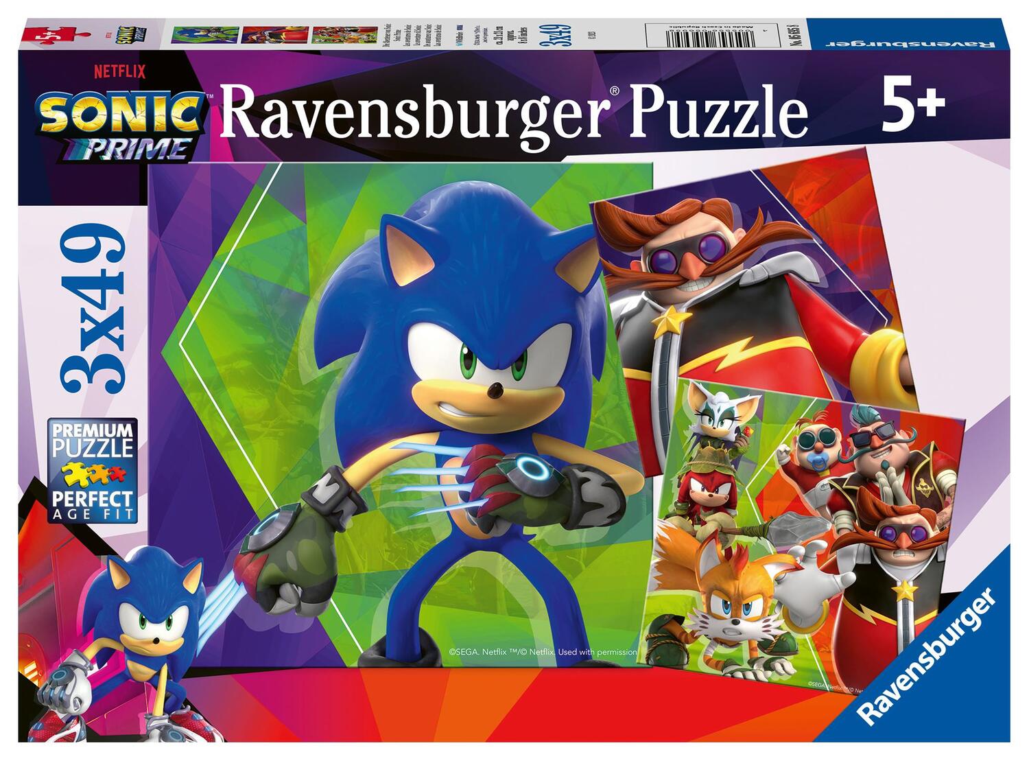 Cover: 4005556056958 | Ravensburger Kinderpuzzle 05695 - Die Abenteuer von Sonic - 3x49...