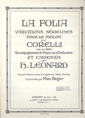 Cover: 9790220129278 | La Folia | Arcangelo Corelli | Buch | 2001 | Schott Music London