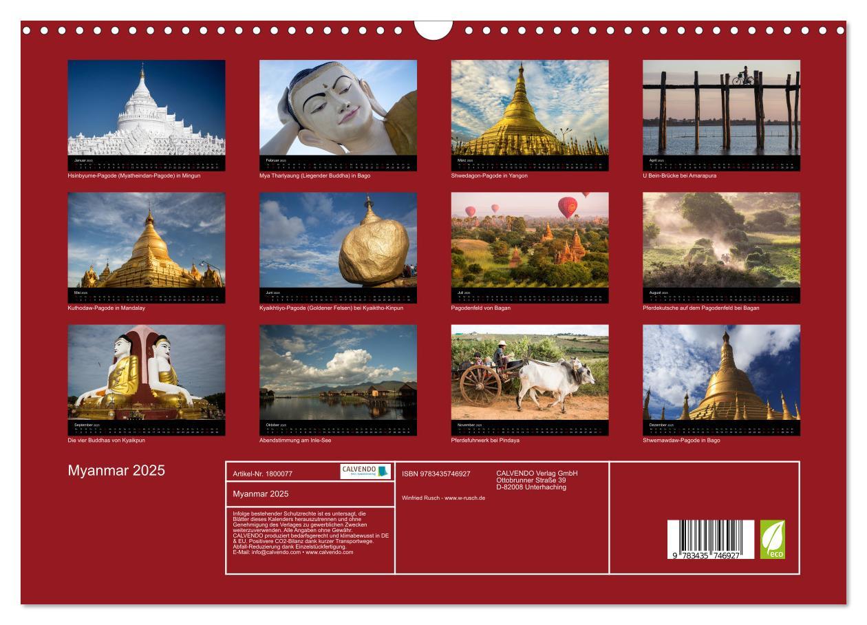 Bild: 9783435746927 | Myanmar 2025 (Wandkalender 2025 DIN A3 quer), CALVENDO Monatskalender