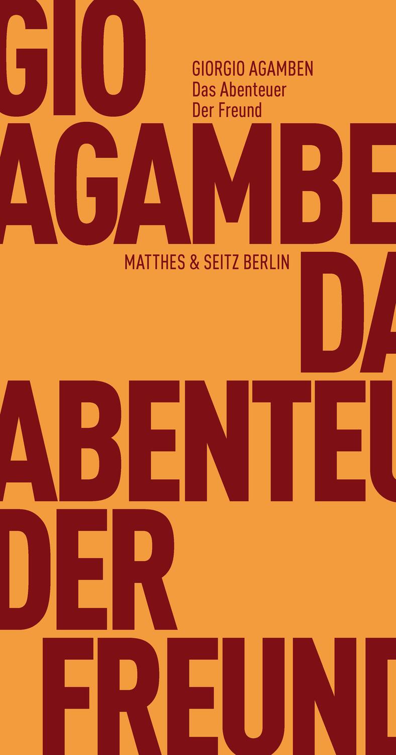 Cover: 9783957573407 | Das Abenteuer. Der Freund | Giorgio Agamben | Taschenbuch | Deutsch