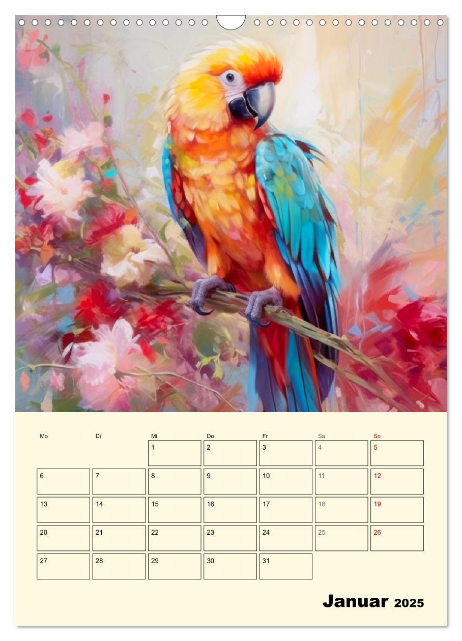 Bild: 9783435868353 | Bunte Vögel. Bezaubernde Papageien-Aquarelle (Wandkalender 2025 DIN...