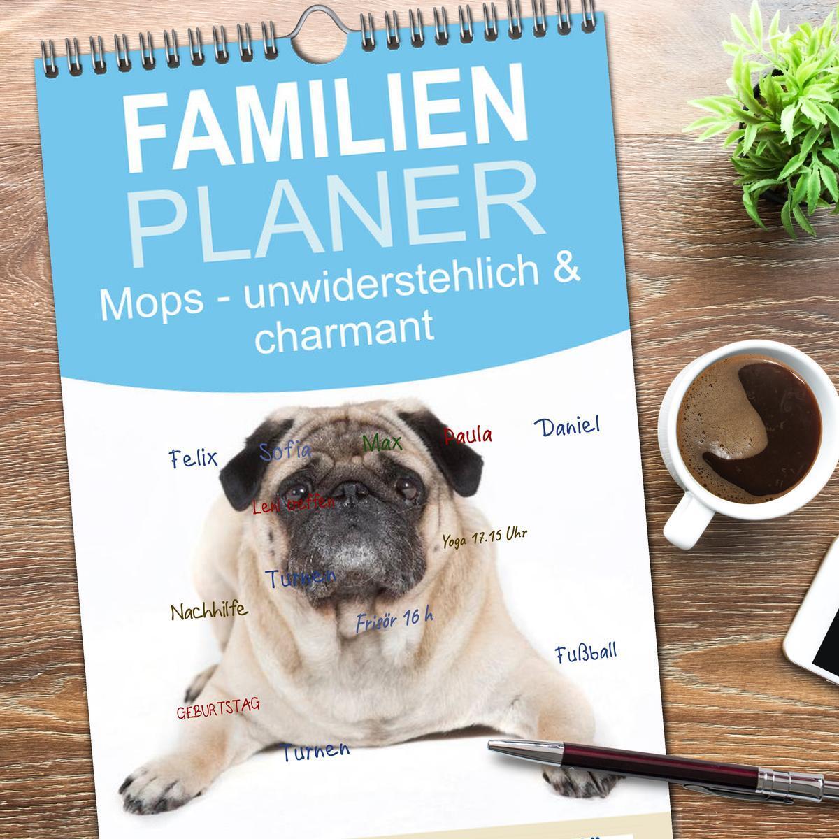 Bild: 9783457118450 | Familienplaner 2025 - Mops - unwiderstehlich und charmant mit 5...